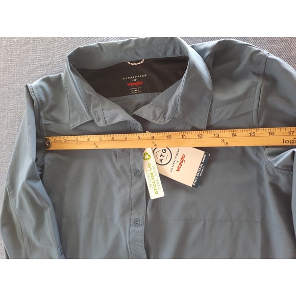 Wrangler Men ATG Mixed Material Vent Shirt StormCloud UV Protection Large NWT - Picture 6 of 9